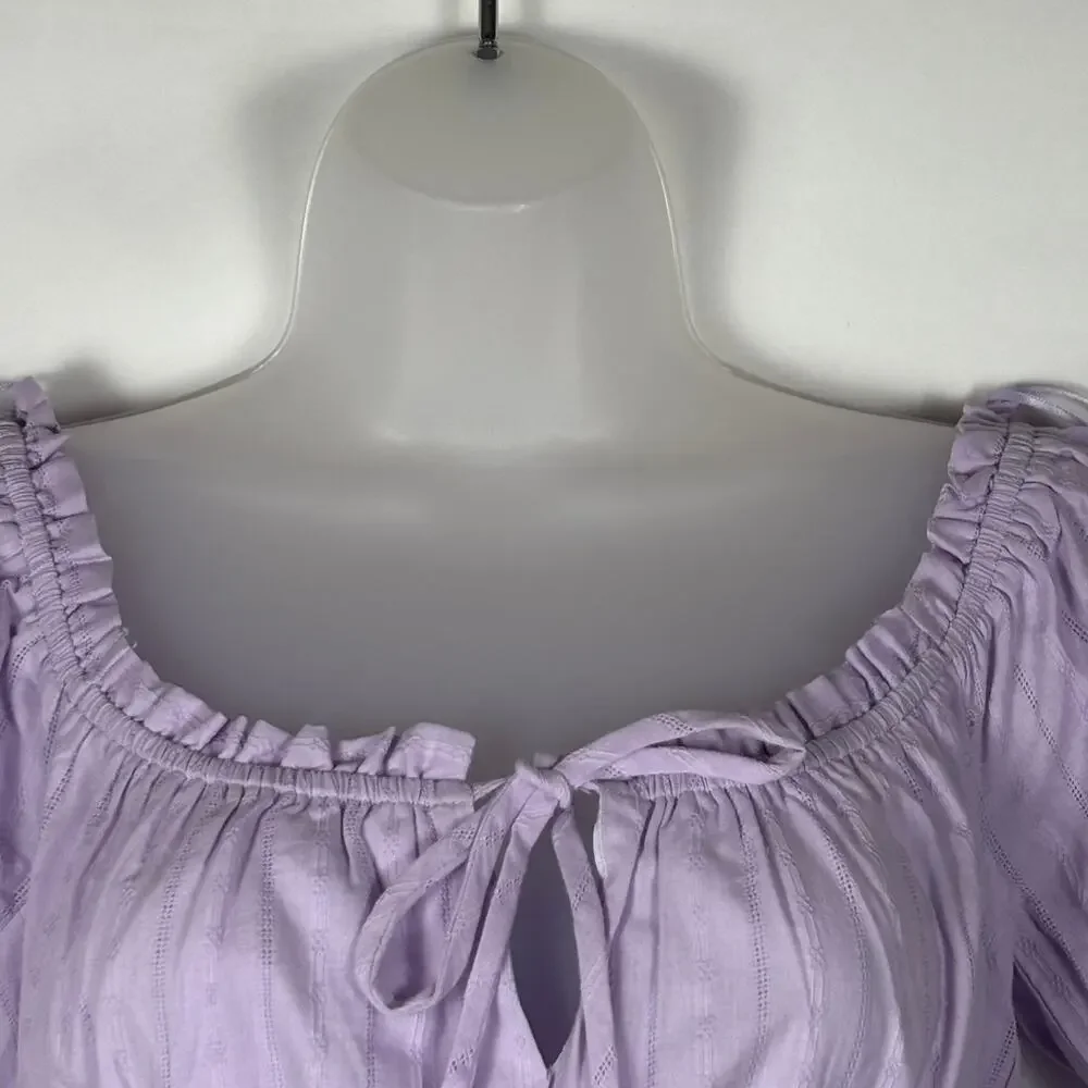 Lost + Wander Mini Dress Puff Sleeve Tiered Purple XS NWT